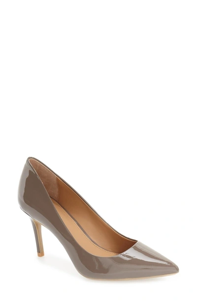 Calvin Klein 'gayle' Pointy Toe Pump In Winter Taupe Patent