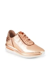 Gentle Souls By Kenneth Cole Raina Lace-up Leather Sneakers In Rose Gold