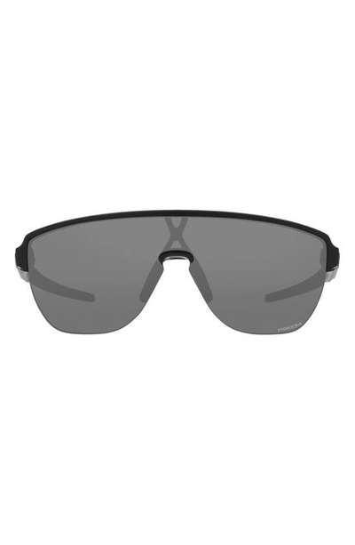 Oakley Corridor 142mm Semi Rimless Prizm™ Polarized Shield Sunglasses In Matte Black/prizm Black