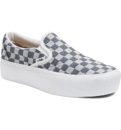 Vans Platform Slip-on Sneaker In Checkerboard Denim