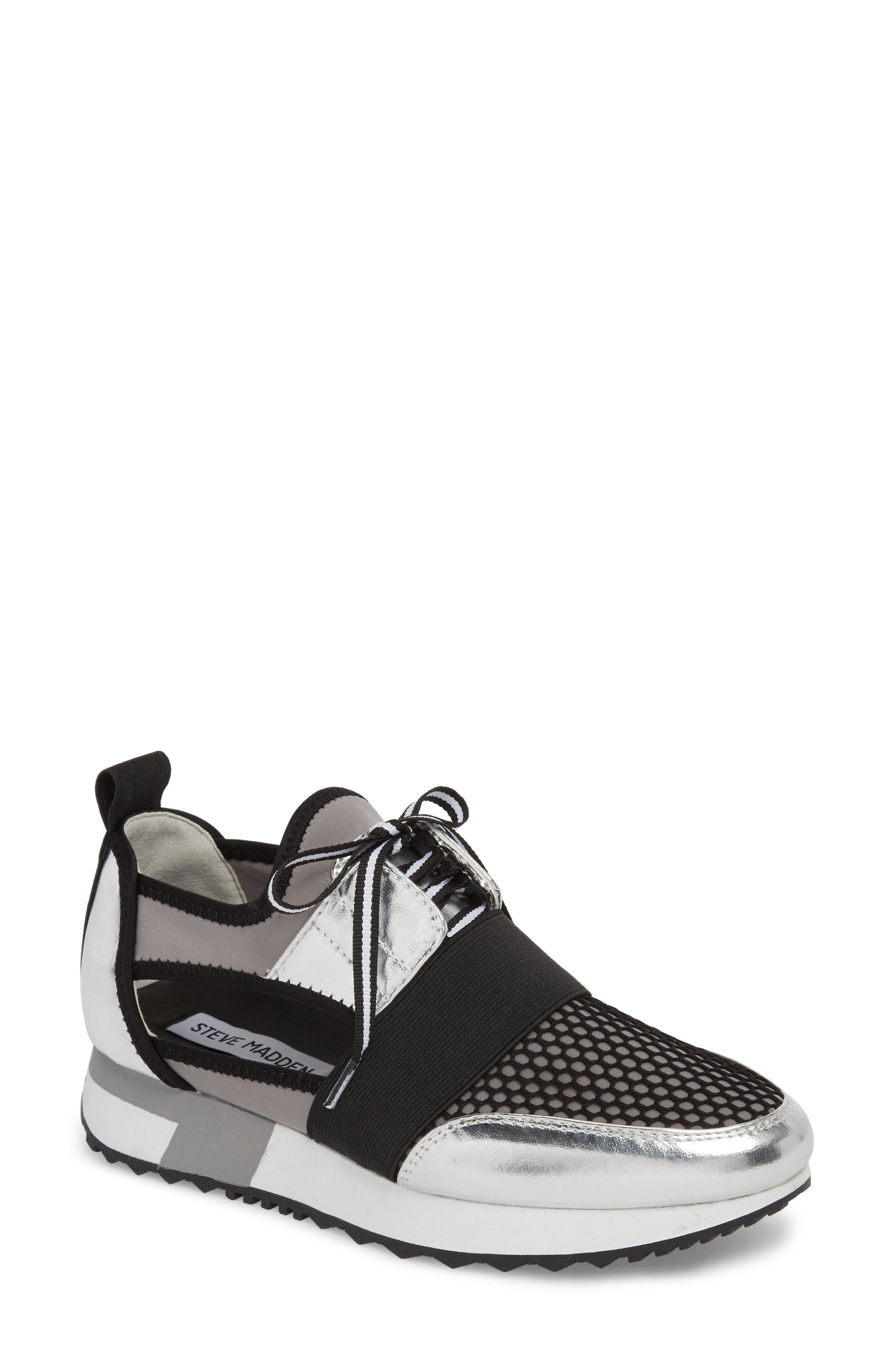 steve madden black and silver sneakers