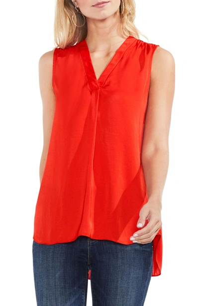 Vince Camuto Rumpled Satin Blouse In Geranium