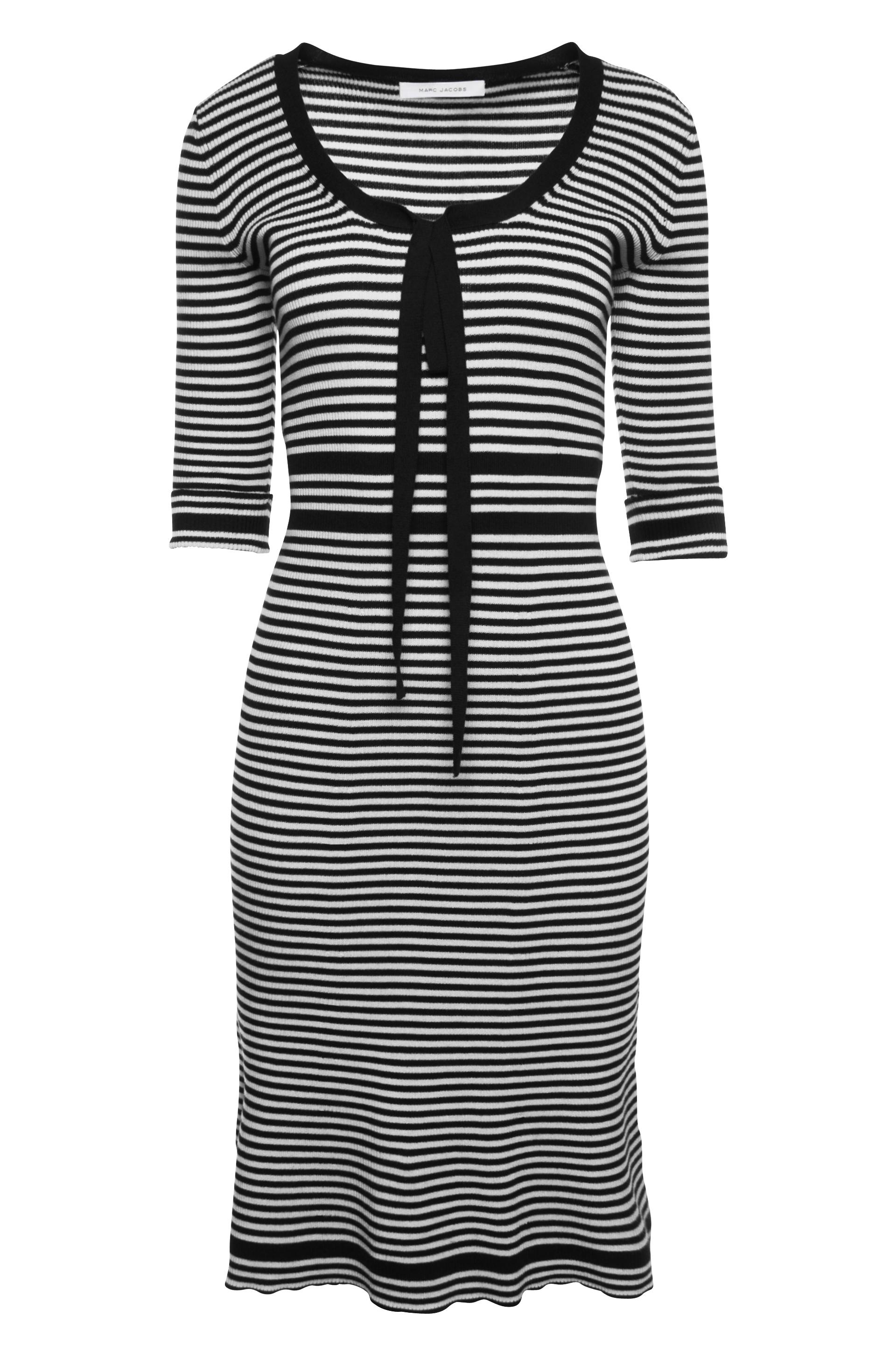 Marc Jacobs Striped Ribbed Cotton Knit Sweater Dress In White Multi ...