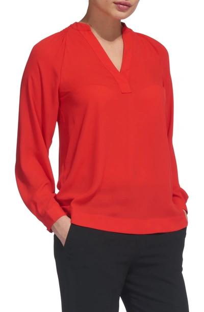 Whistles Catalina V-neck Top In Red