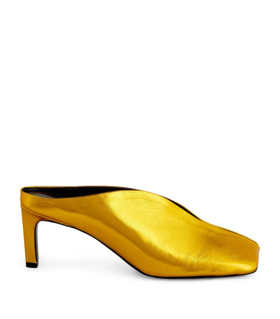 Jil Sander Leather Square-toe Mules 65 In Gold