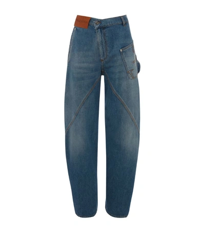 Jw Anderson Twisted Jeans In Clear Blue