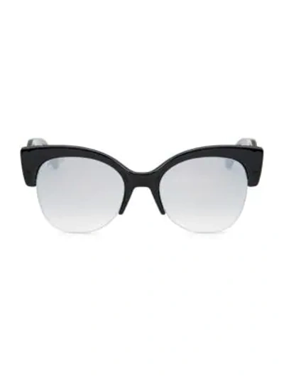 Jimmy Choo Women's Priya 56mm Clubmaster Sunglasses In Black Glitter/gray Silver