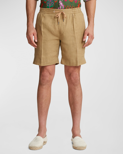 Ralph Lauren Purple Label Linen Shorts In Brown