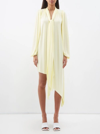 Loewe Asymmetric Pussybow Shirt Dress In Vaniglia