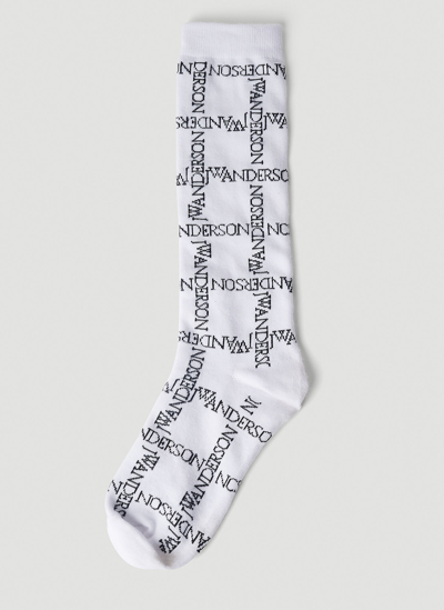 Jw Anderson Logo Socks In White