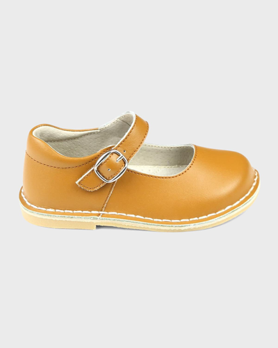 L'amour Shoes Girl's Grace Mary Jane Leather Shoes, Baby/toddlers/kids In Honey Brown
