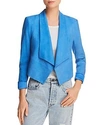 Alice And Olivia Alice + Olivia Harvey Suede Open Front Jacket In Cerulean