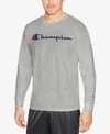 Champion Men's Jersey Long Sleeve Logo T-shirt In Light Steel