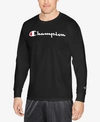 Champion Men's Jersey Long Sleeve Logo T-shirt In Black