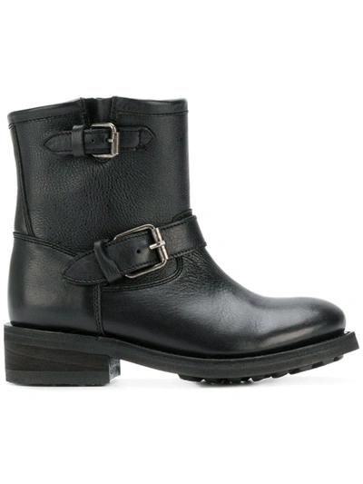 Ash Black Calf Leather Tear Boots