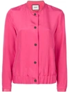 Max & Moi Button Bomber Jacket In Pink