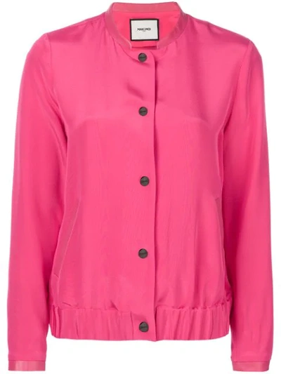 Max & Moi Button Bomber Jacket In Pink