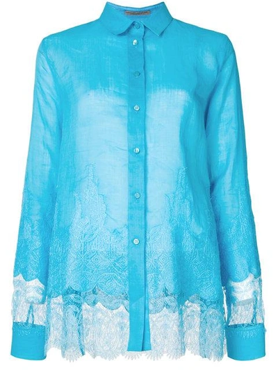 Ermanno Scervino Lace Panel Shirt - Blue