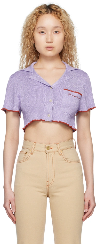 Jacquemus Cropped-cardigan Le Haut Brilho In Purple