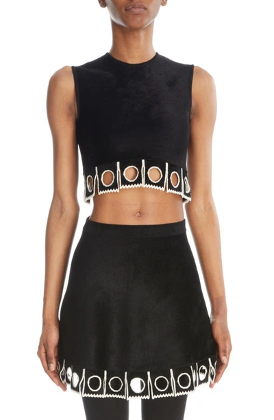 Alaïa Cropped-top Aus Einem Wollgemisch In Black/white