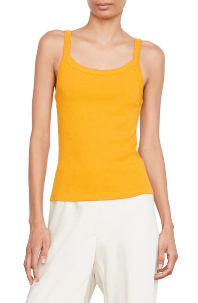 Vince Fine-ribbed Tank Top In Papaya