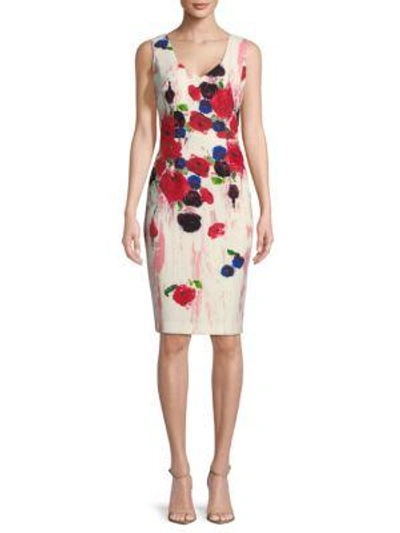David Meister Floral-print Sheath Dress In Floral Multicolor