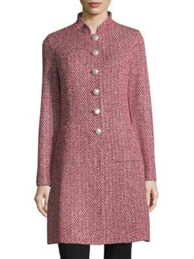 St. John Tweed Knitted Jacket In Red