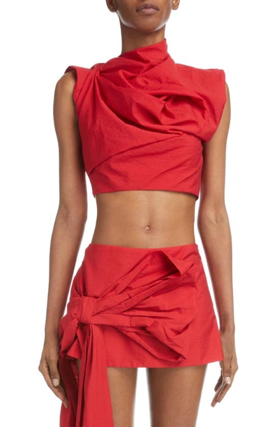 Acne Studios Sleeveless Cropped Top In Cardinal Red