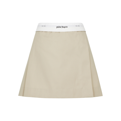 Palm Angels Pleated Jersey Mini Skirt In White