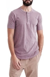 Goodlife Sunfaded Slub Scallop Henley In Mauve