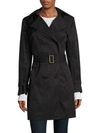 Cole Haan Double Breasted Hood Trench Coat In Black