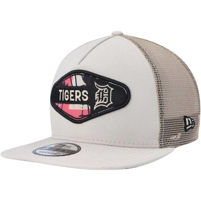 New Era Men's  Natural Detroit Tigers Retro Beachin' Patch A-frame Trucker 9fifty Snapback Hat