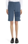 Thom Browne 4-bar Double Face Shorts In Blue