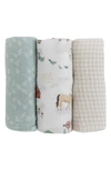 Little Unicorn 3-pack Muslin Swaddle Blanket In Farmyard