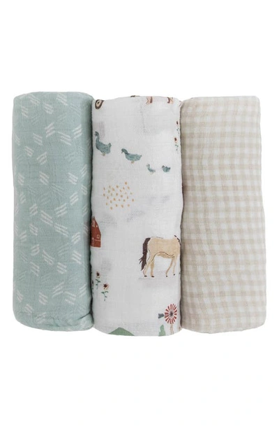 Little Unicorn 3-pack Muslin Swaddle Blanket In Farmyard