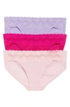 Natori Bliss Perfection 3-pack Bikini Briefs In Blossom/fuchsia/violette