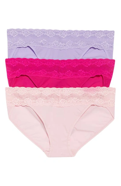 Natori Bliss Perfection 3-pack Bikini Briefs In Blossom/fuchsia/violette
