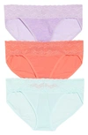 Natori Bliss Perfection 3-pack Bikini Briefs In Jul/ Cr/ Fre