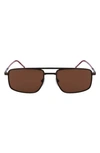 Lacoste 56mm Rectangular Sunglasses In Matte Brown