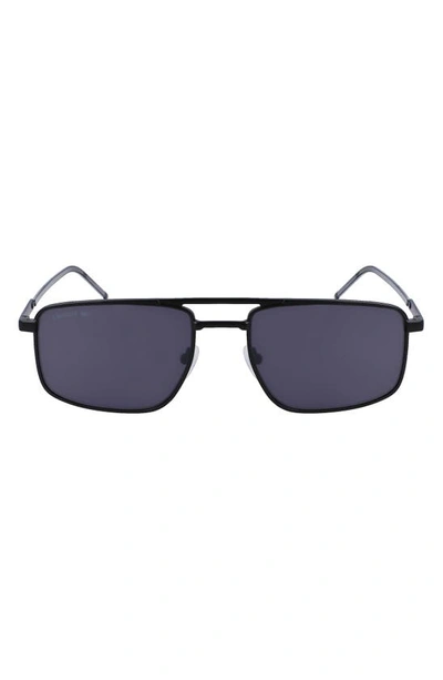 Lacoste 56mm Rectangular Sunglasses In Matte Black