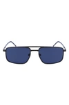 Lacoste 56mm Rectangular Sunglasses In Matte Dark Grey