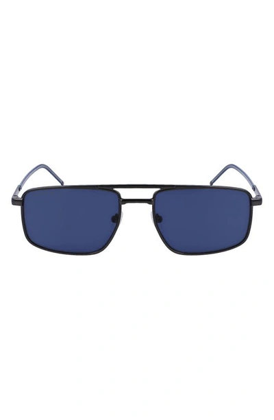 Lacoste 56mm Rectangular Sunglasses In Matte Dark Grey