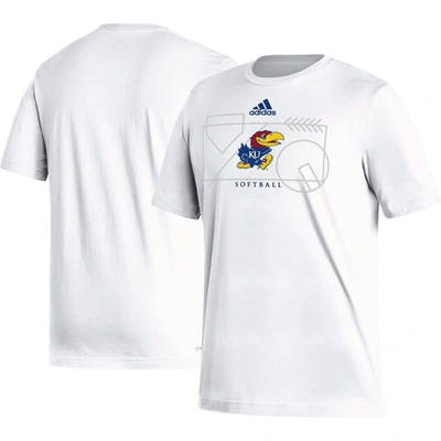 Adidas Originals Adidas White Kansas Jayhawks Locker Lines Softball Fresh T-shirt