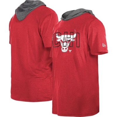 New Era Red Chicago Bulls Active Hoodie T-shirt In Heather Red