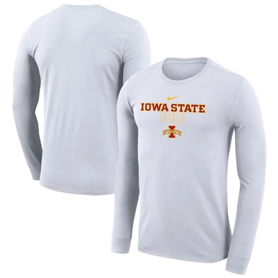 Nike White Iowa State Cyclones On Court Bench Long Sleeve T-shirt