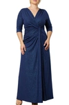 Kiyonna Romanced By Moonlight Glitter A-line Jersey Gown In Evening Star