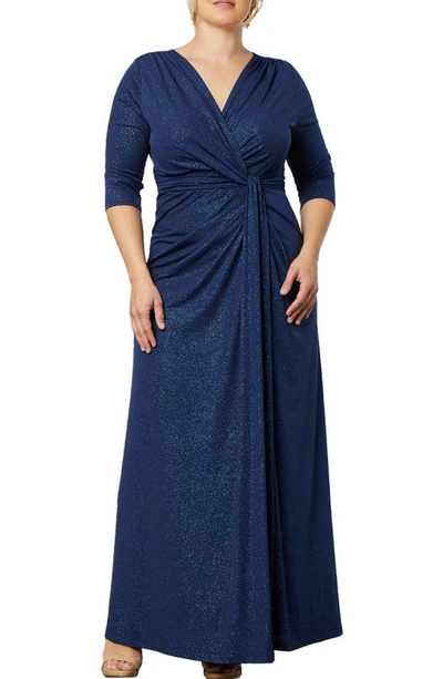 Kiyonna Romanced By Moonlight Glitter A-line Jersey Gown In Evening Star