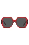 Tory Burch 54mm Square Sunglasses In Transparent Red