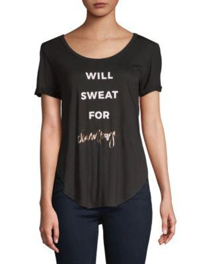 Betsey Johnson Will Sweat Short-sleeve Top In Black