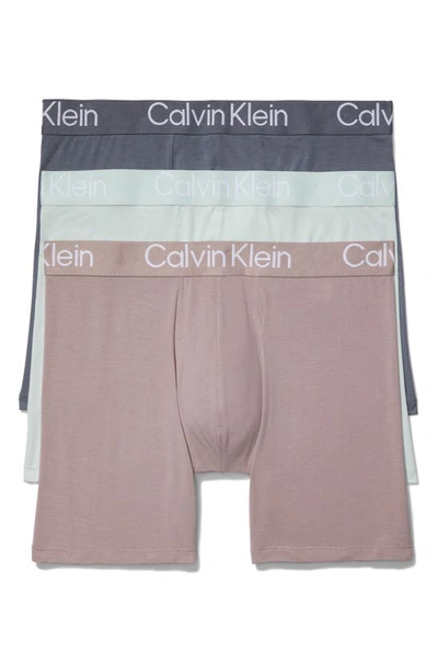 Calvin Klein Ultra-soft Modern 3-pack Stretch Modal Boxer Briefs In Gray Rose/asphalt Grey/dragon Fly